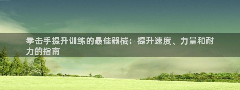 尊龙网址是多少:拳击手提升训练的最佳器械:提升速度、力量和耐